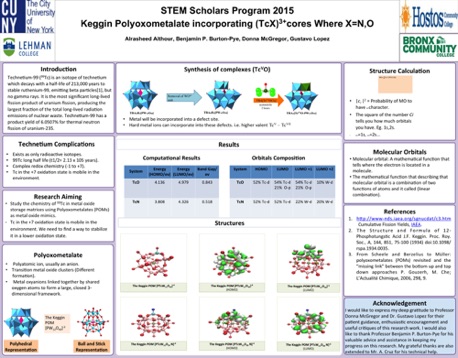 Keggin POMS incorporating Tc(III)X cores,
where X = O or N
Stem Scholars 2015